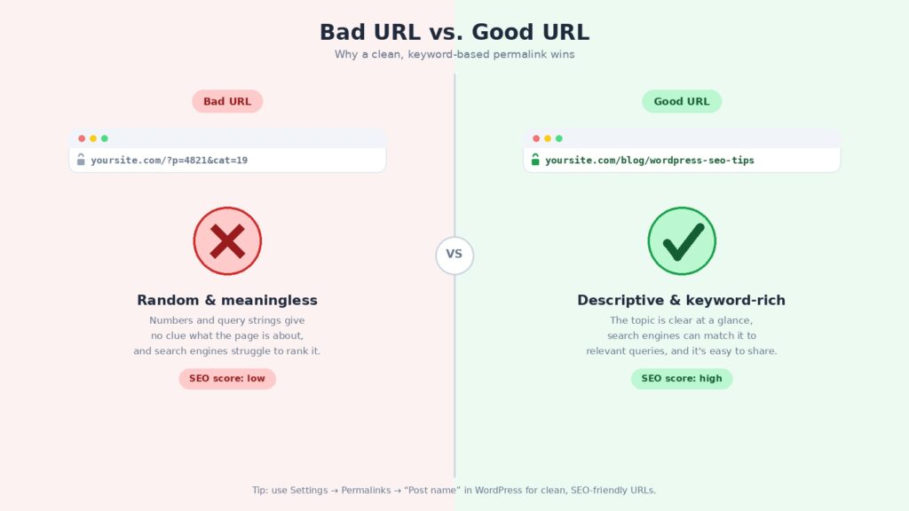 SEO에 좋은 URL과 나쁜 URL 비교